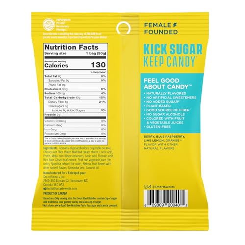 SmartSweets Sour Blast Buddies, Low Sugar Gummy Candy (3g), Low Calorie (130), Gluten-Free -1.8oz (Pack of 12) Packaging may vary