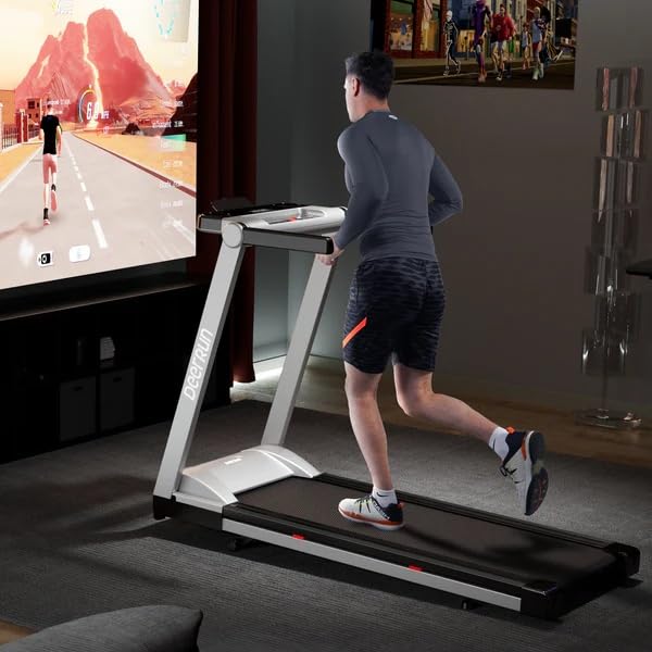 DeerRun Treadmills for Home, 3.5HP Folding Treadmill with Incline, 350 LBS Weight Capacity, Compact Portable Treadmill for Small Space Walking Jogging Running