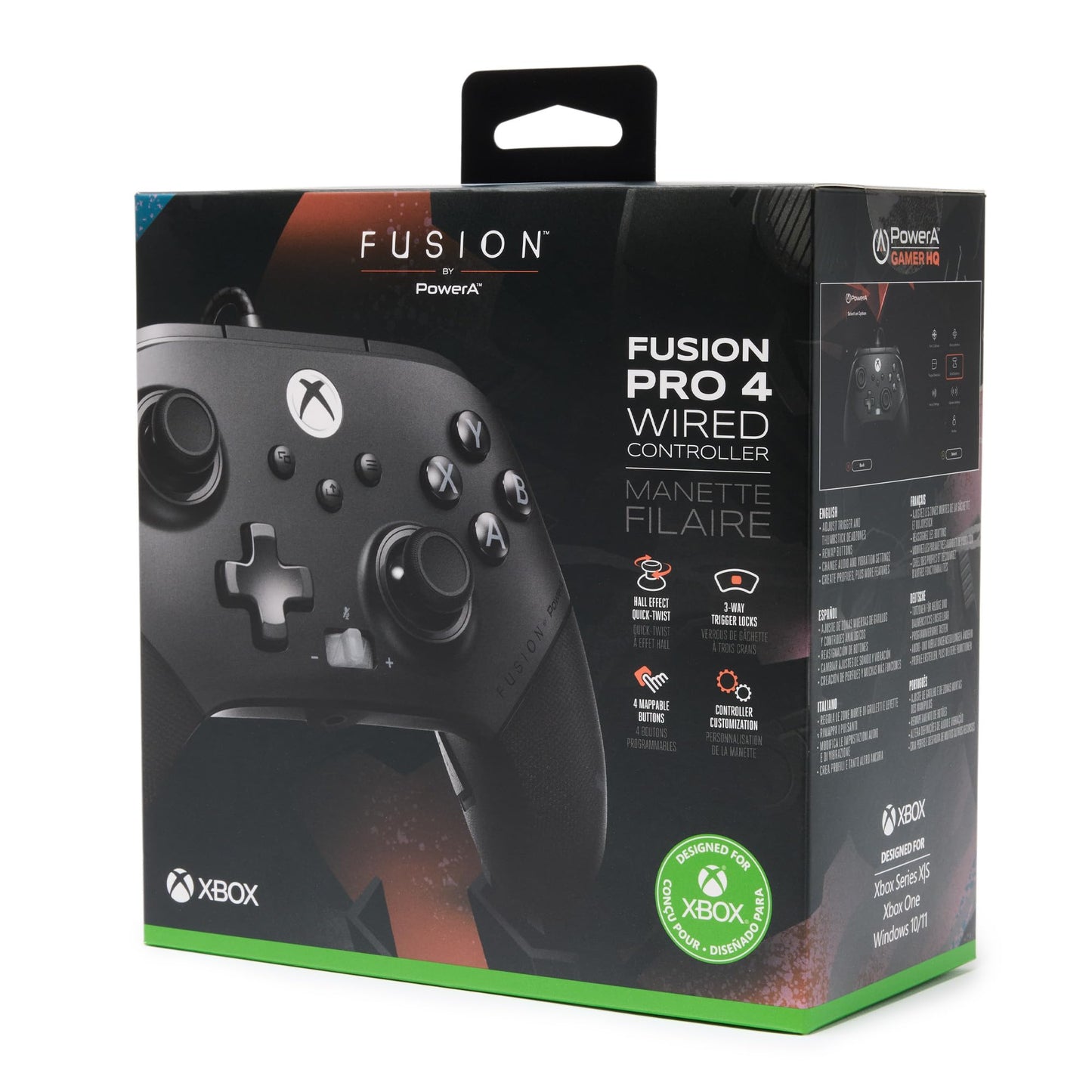 PowerA FUSION Pro 4 Wired Controller for Xbox Series X|S, adjustable height thumbsticks, hall effect thumbsticks, mappable buttons, officially licensed, works with Xbox One and Windows 10/11