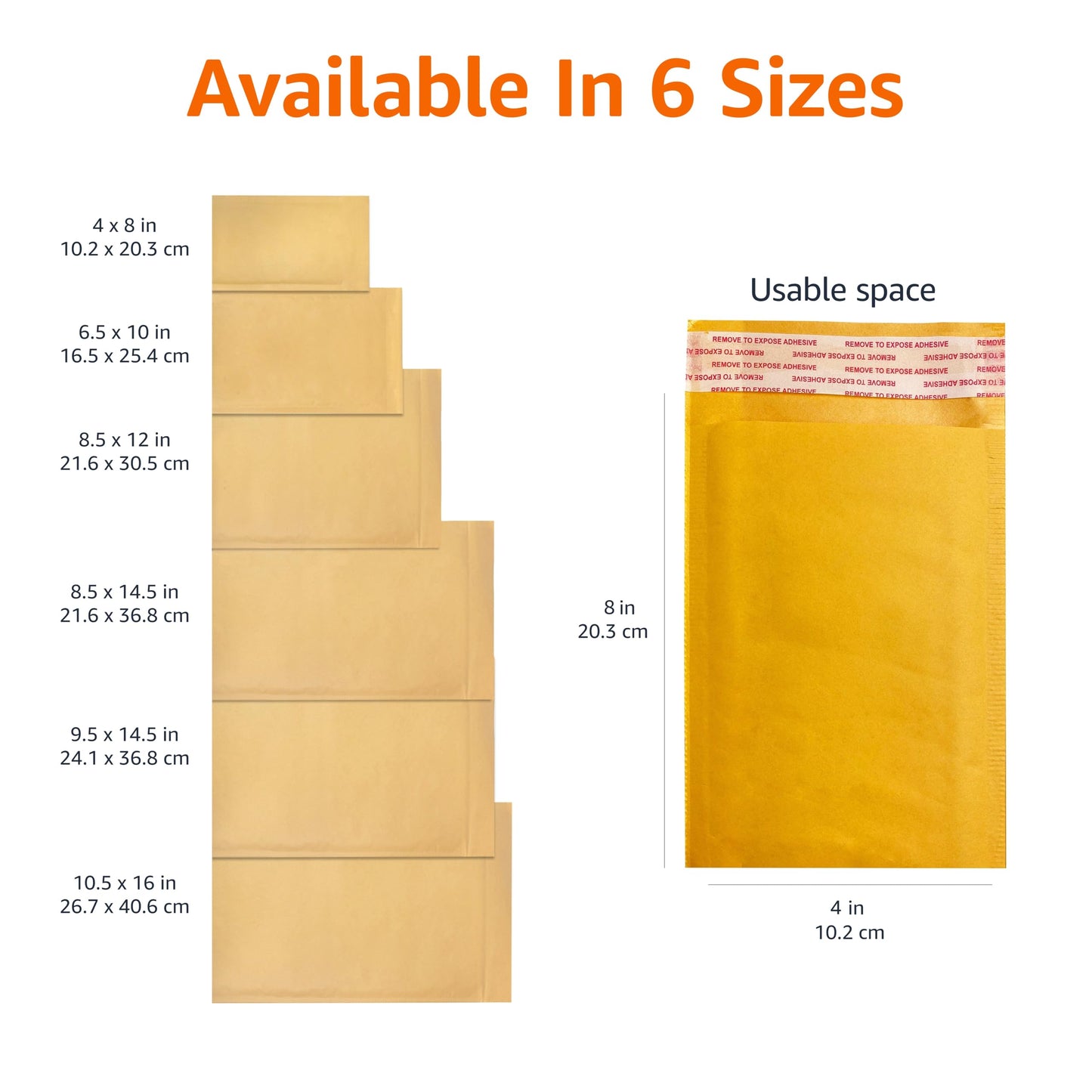 Amazon Basics Kraft Bubble Self-Seal Padded Envelopes for Shipping, 4" x 8" (Internal Size - 3.75" x 7"), Brown, 50-Pack
