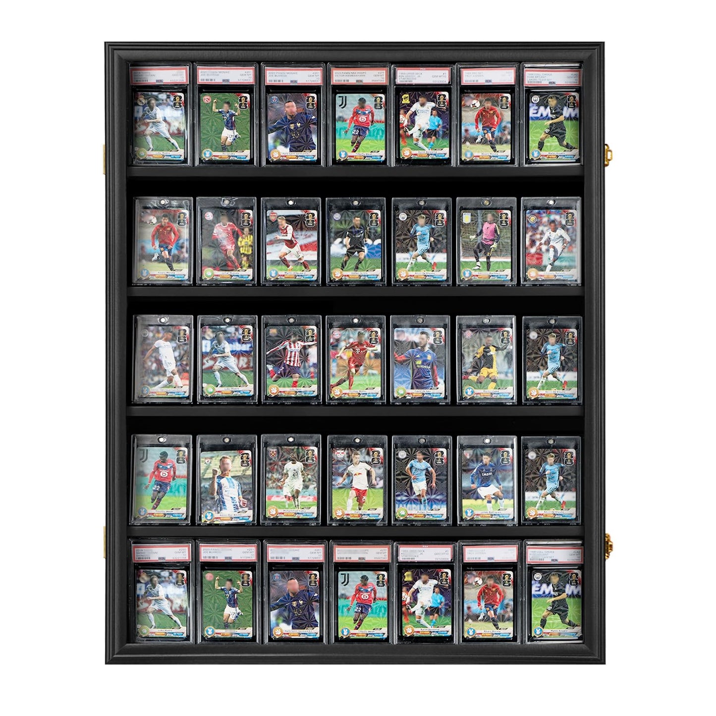 35 Graded Sports Card Display Case - Baseball Card Display Frame with UV Protection Clear View Lockable Wall Cabinet for Basketball Collectible Trading Card Black Finish