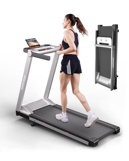 DeerRun Treadmills for Home, 3.5HP Folding Treadmill with Incline, 350 LBS Weight Capacity, Compact Portable Treadmill for Small Space Walking Jogging Running