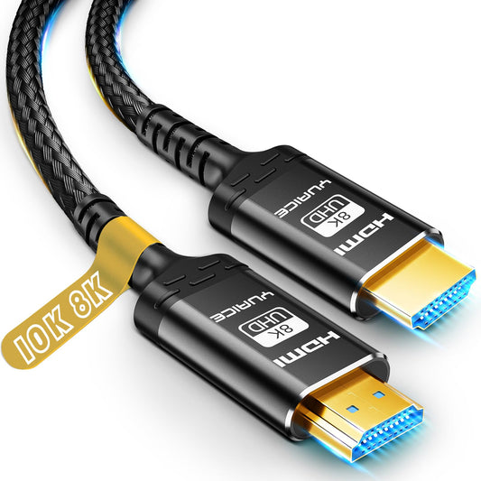 10K 8K HDMI 2.1 Cable - 3.3FT/1M Ultra HD Cable High-Speed Lead 48Gbps - Professional Heavy Duty Braided Cord - Multiple Size Options (1.5FT-25FT) - 4K@120Hz, 8K@60Hz, HDR, DTS:X, HDCP 2.2/2.