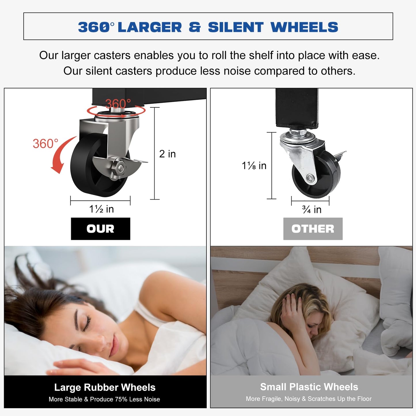 Lifetime Home 4-Tier Foldable Storage Shelf with Wheels - Metal Rack Collapsible Shelving Unit Display, Rolling Cart for Books Kitchen Storage Shelves, Pantry & Closet Organizer, Office Room Decor