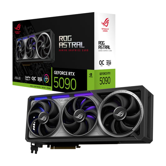ASUS ROG Astral GeForce RTX™ 5090 OC Edition Gaming Graphics Card (PCIe® 5.0, 32GB GDDR7, HDMI®/DP 2.1, 3.8-Slot, 4-Fan Design, Axial-tech Fans, Patented Vapor Chamber, Phase-Change GPU Thermal pad)