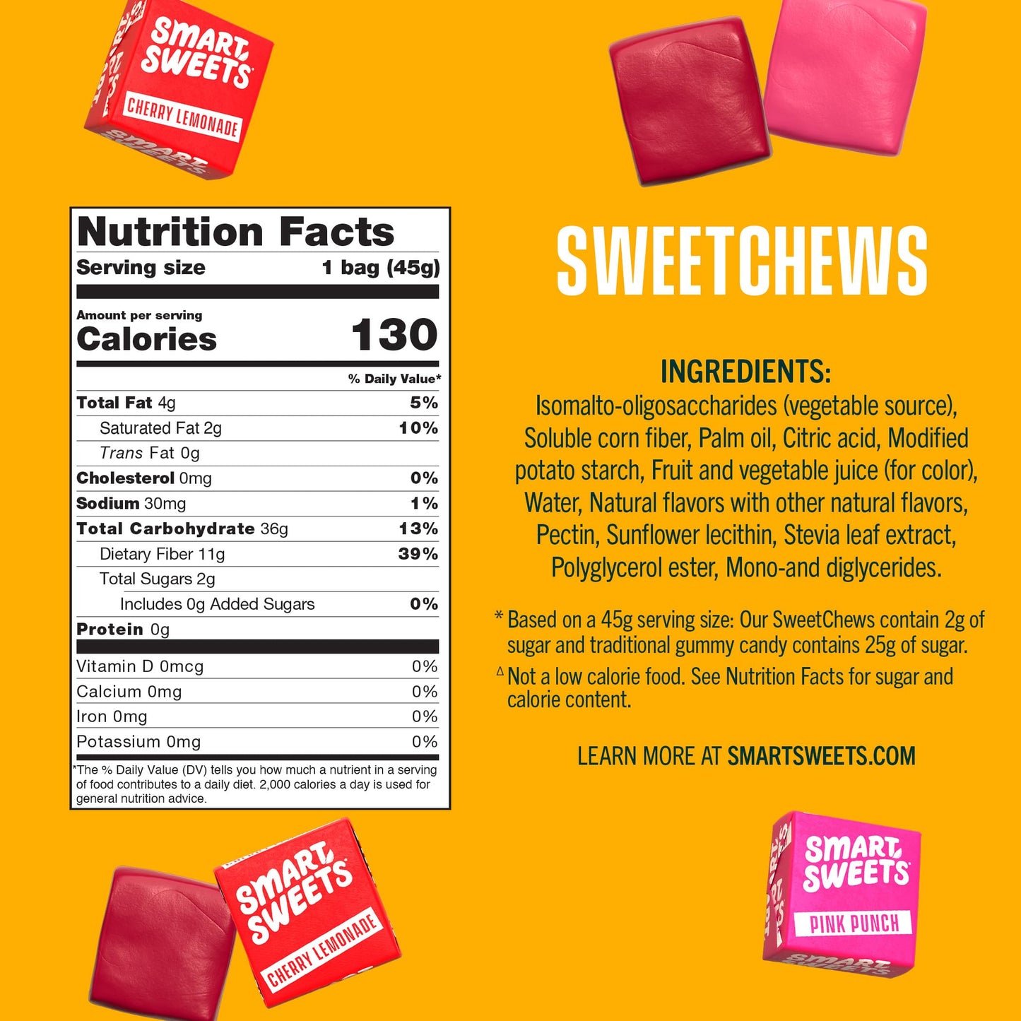 SmartSweets SweetChews, 1.6oz (Pack of 4), Candy With Low Sugar & Calorie, Healthy Snacks For Kids & Adults